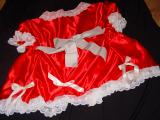 Adult baby sissy red satin dress in the bo-peep style