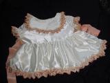 Adult baby/sissy white satin dress, with embroidered trim