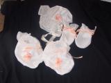 White Satin Bonnet Bootees and Mitten Set