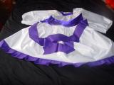ADULT BABY, SISSY, CROSSDRESSER, WHITE SATIN DRESS, PURPLE TRIM