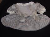 White and silver nylon check dress.